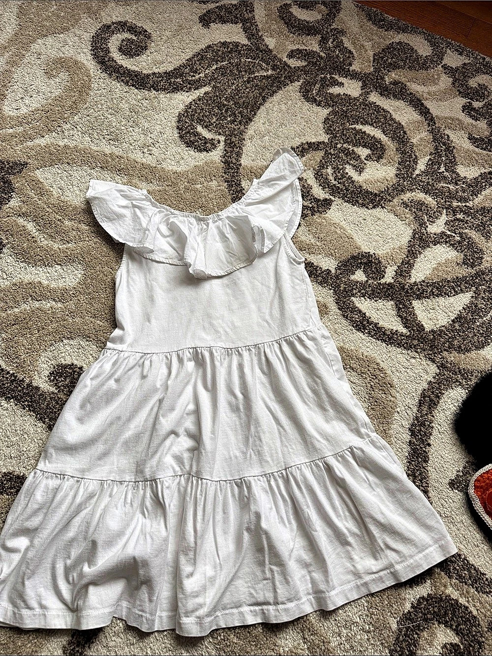 Zara White Ruffle Tiered Dress Size 11-12 Like New